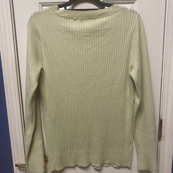 Merona Womens Plus Size XL green Ribbed Knit V Neck Sweater - Picture 5 of 8